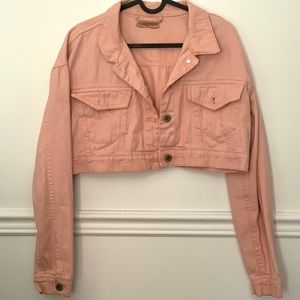 Pink cropped jean jacket